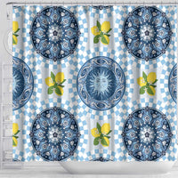 Blue Sicilian Majolica Lemon Sun Art Shower Curtain