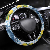 Blue Sicilian Majolica Lemon Sun Art Steering Wheel Cover