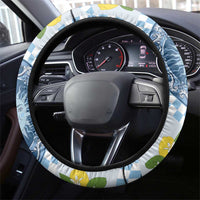 Blue Sicilian Majolica Lemon Sun Art Steering Wheel Cover