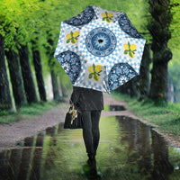 Blue Sicilian Majolica Lemon Sun Art Umbrella