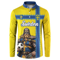 Custom World Football 2026 Sweden Button Sweatshirt Go Blagult Viking Glory