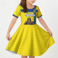 Custom World Football 2026 Sweden Kid Short Sleeve Dress Go Blagult Viking Glory