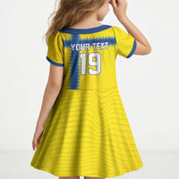 Custom World Football 2026 Sweden Kid Short Sleeve Dress Go Blagult Viking Glory