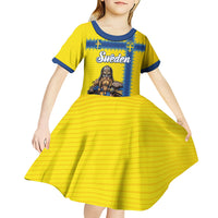 Custom World Football 2026 Sweden Kid Short Sleeve Dress Go Blagult Viking Glory