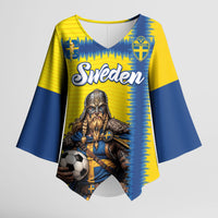 Custom World Football 2026 Sweden Kimono Sleeve Blouse Go Blagult Viking Glory