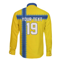 Custom World Football 2026 Sweden Long Sleeve Button Shirt Go Blagult Viking Glory