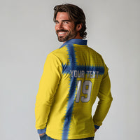 Custom World Football 2026 Sweden Long Sleeve Polo Shirt Go Blagult Viking Glory