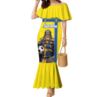 Custom World Football 2026 Sweden Mermaid Dress Go Blagult Viking Glory