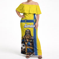 Custom World Football 2026 Sweden Off Shoulder Maxi Dress Go Blagult Viking Glory
