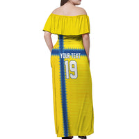 Custom World Football 2026 Sweden Off Shoulder Maxi Dress Go Blagult Viking Glory
