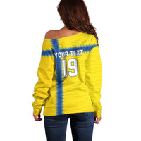 Custom World Football 2026 Sweden Off Shoulder Sweater Go Blagult Viking Glory