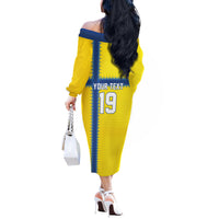 Custom World Football 2026 Sweden Off The Shoulder Long Sleeve Dress Go Blagult Viking Glory