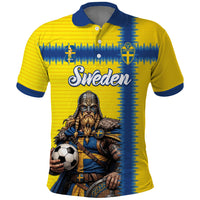 Custom World Football 2026 Sweden Polo Shirt Go Blagult Viking Glory