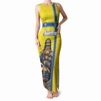Custom World Football 2026 Sweden Tank Maxi Dress Go Blagult Viking Glory