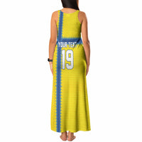 Custom World Football 2026 Sweden Tank Maxi Dress Go Blagult Viking Glory
