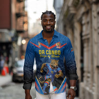 Custom World Football 2026 DR Congo Long Sleeve Button Shirt Les Leopards Coupe du Monde Glory