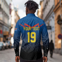 Custom World Football 2026 DR Congo Long Sleeve Button Shirt Les Leopards Coupe du Monde Glory