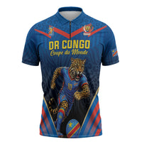 Custom World Football 2026 DR Congo Zipper Polo Shirt Les Leopards Coupe du Monde Glory