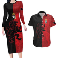 Italy Aosta Valley Couples Matching Long Sleeve Bodycon Dress and Hawaiian Shirt Emblem With Flag Style LT19