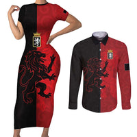 Italy Aosta Valley Couples Matching Short Sleeve Bodycon Dress and Long Sleeve Button Shirt Emblem With Flag Style LT19
