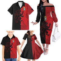Italy Aosta Valley Family Matching Off The Shoulder Long Sleeve Dress and Hawaiian Shirt Emblem With Flag Style LT19