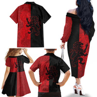 Italy Aosta Valley Family Matching Off The Shoulder Long Sleeve Dress and Hawaiian Shirt Emblem With Flag Style LT19