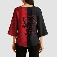 Italy Aosta Valley Kimono Sleeve Blouse Emblem With Flag Style LT19