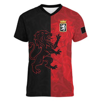 Italy Aosta Valley Women V-Neck T-Shirt Emblem With Flag Style LT19