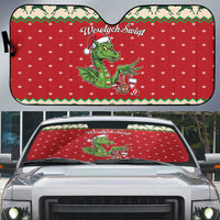 Poland Dinosaur Christmas Auto Sun Shade Polish Smok Wawelski Wesołych Swiat - Wonder Print Shop