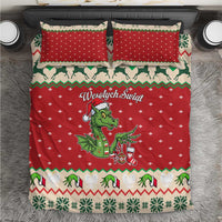 Poland Dinosaur Christmas Bedding Set Polish Smok Wawelski Wesołych Swiat - Wonder Print Shop