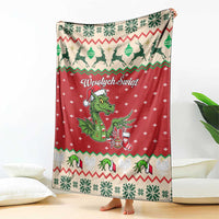 Poland Dinosaur Christmas Blanket Polish Smok Wawelski Wesołych Swiat - Wonder Print Shop