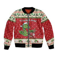 Poland Dinosaur Christmas Bomber Jacket Polish Smok Wawelski Wesołych Swiat - Wonder Print Shop