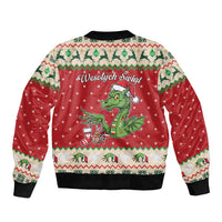 Poland Dinosaur Christmas Bomber Jacket Polish Smok Wawelski Wesołych Swiat - Wonder Print Shop