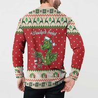 Poland Dinosaur Christmas Button Sweatshirt Polish Smok Wawelski Wesołych Swiat - Wonder Print Shop