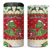 Poland Dinosaur Christmas 4 in 1 Can Cooler Tumbler Polish Smok Wawelski Wesołych Swiat - Wonder Print Shop