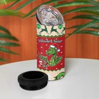Poland Dinosaur Christmas 4 in 1 Can Cooler Tumbler Polish Smok Wawelski Wesołych Swiat - Wonder Print Shop