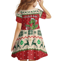 Poland Dinosaur Christmas Family Matching Long Sleeve Bodycon Dress and Hawaiian Shirt Polish Smok Wawelski Wesołych Swiat - Wonder Print Shop