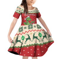 Poland Dinosaur Christmas Family Matching Off Shoulder Short Dress and Hawaiian Shirt Polish Smok Wawelski Wesołych Swiat - Wonder Print Shop