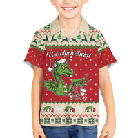Poland Dinosaur Christmas Family Matching Tank Maxi Dress and Hawaiian Shirt Polish Smok Wawelski Wesołych Swiat - Wonder Print Shop