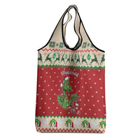 Poland Dinosaur Christmas Grocery Bag Polish Smok Wawelski Wesołych Swiat - Wonder Print Shop