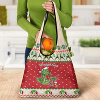 Poland Dinosaur Christmas Grocery Bag Polish Smok Wawelski Wesołych Swiat - Wonder Print Shop