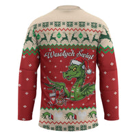 Poland Dinosaur Christmas Hockey Jersey Polish Smok Wawelski Wesołych Swiat - Wonder Print Shop