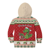 Poland Dinosaur Christmas Kid Hoodie Polish Smok Wawelski Wesołych Swiat - Wonder Print Shop