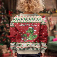 Poland Dinosaur Christmas Kid Ugly Christmas Sweater Polish Smok Wawelski Wesołych Swiat - Wonder Print Shop