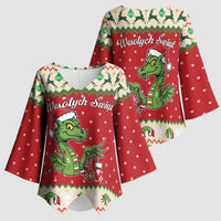 Poland Dinosaur Christmas Kimono Sleeve Blouse Polish Smok Wawelski Wesołych Swiat - Wonder Print Shop