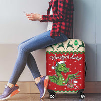 Poland Dinosaur Christmas Luggage Cover Polish Smok Wawelski Wesołych Swiat - Wonder Print Shop