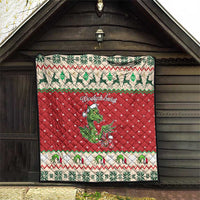 Poland Dinosaur Christmas Quilt Polish Smok Wawelski Wesołych Swiat - Wonder Print Shop