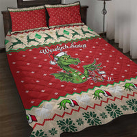 Poland Dinosaur Christmas Quilt Bed Set Polish Smok Wawelski Wesołych Swiat - Wonder Print Shop