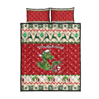 Poland Dinosaur Christmas Quilt Bed Set Polish Smok Wawelski Wesołych Swiat - Wonder Print Shop