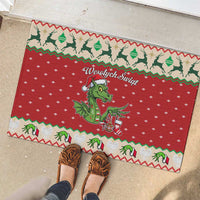 Poland Dinosaur Christmas Rubber Doormat Polish Smok Wawelski Wesołych Swiat - Wonder Print Shop
